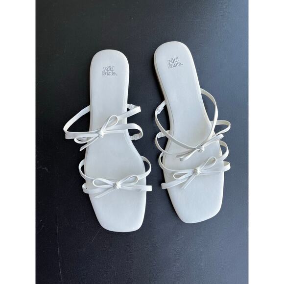 Wild Fable Kristen Bow Flat Sandals White Size 11 - Picture 3 of 16